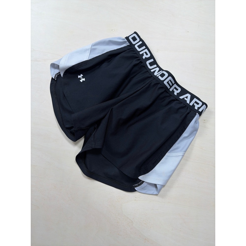 Under Armour Womens Play Up Black White Athletic Running Shorts Small SM P CH